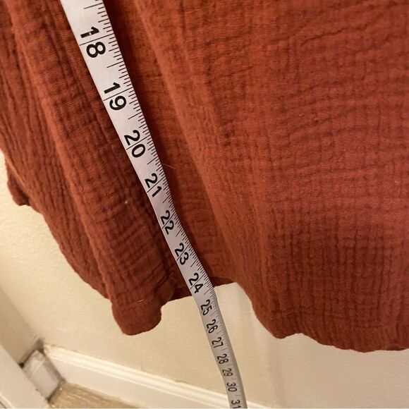 Orange Lagenlook cotton gauze muslin wide leg jumpsuit beltvbutton pocket L - Picture 8 of 13